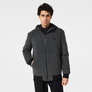 Верхняя одежда Мужская утеплённая куртка-пальто со съемным капюшоном Lacoste. Цвет: чёрный