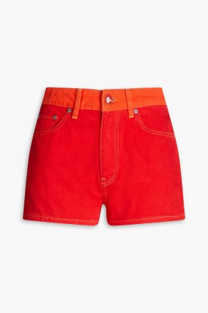 Двухцветные джинсовые шорты , красный GANNI