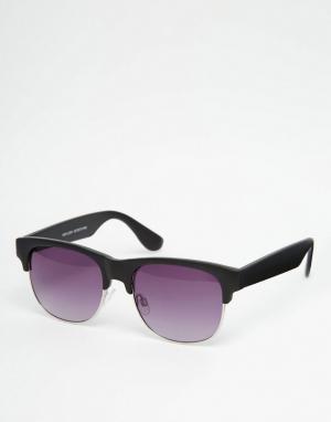 Солнцезащитные очки в стиле ретро черной оправе New Look. Цвет: черный