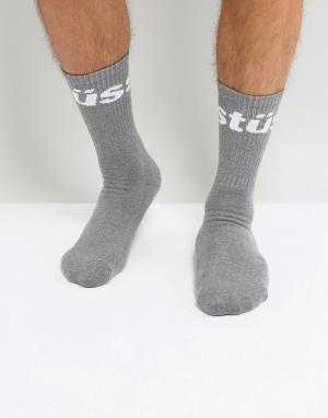Серые носки с жаккардовым логотипом Stussy. Цвет: серый