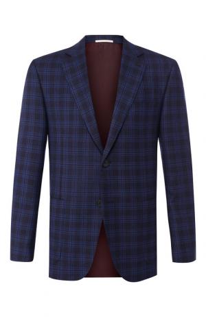 Однобортный пиджак из шерсти Pal Zileri. Цвет: темно-синий