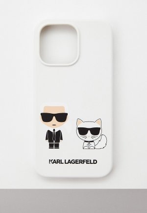 Чехол для iPhone Karl Lagerfeld 13 Pro, Liquid silicone & Choupette White. Цвет: белый
