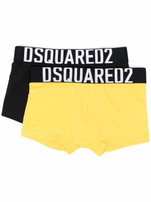 Комплект из двух трусов-боксеров с логотипом Dsquared2 Kids. Цвет: черный