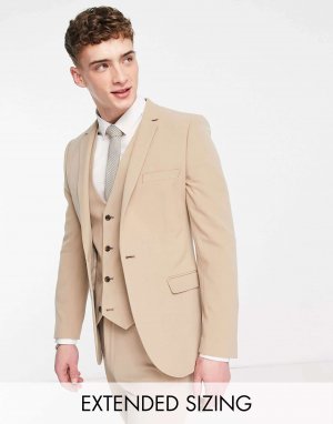 Супероблегающий пиджак светло-коричневого цвета ASOS