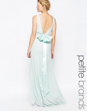 Свадебное платье макси с сатиновым бантом сзади TFNC Petite. Цвет: зеленый