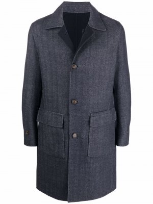Шерстяное пальто Eleventy. Цвет: синий