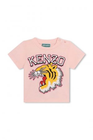Kenzo kids Хлопковая детская футболка, розовый