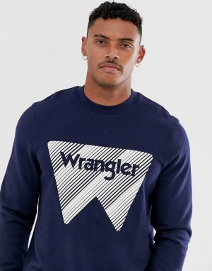 Темно-синий свитер с круглым вырезом и логотипом Wrangler