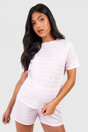 Короткий пижамный комплект в полоску для беременных , розовый Boohoo