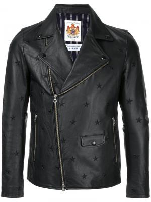 Байкерская куртка с вышивкой звезд Education From Youngmachines. Цвет: чёрный
