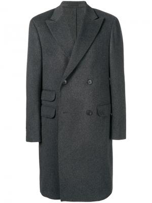 Двубортное пальто Z Zegna. Цвет: серый