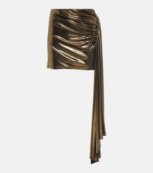 Мини-юбка с драпировкой и эффектом металлик , золото Blumarine