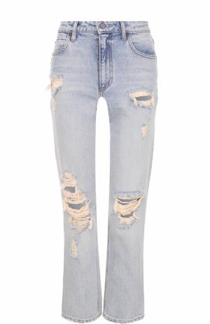 Укороченные расклешенные джинсы с потертостями Denim X Alexander Wang. Цвет: голубой
