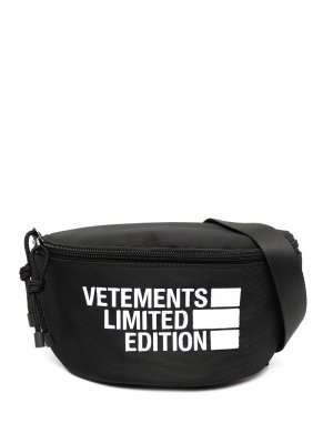 Поясная сумка с логотипом VETEMENTS. Цвет: черный