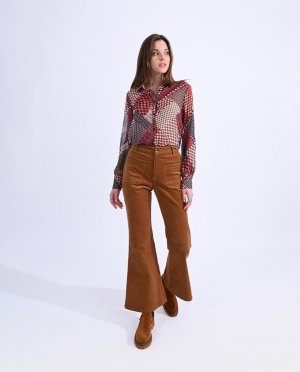 Женские брюки-клеш из вельветовой ткани , коричневый Molly Bracken. Цвет: коричневый