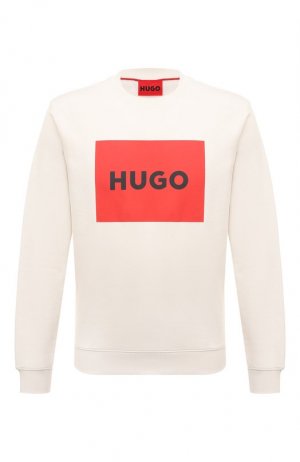 Хлопковый свитшот HUGO. Цвет: кремовый