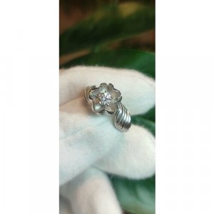 Перстень Весенний поцелуй К-15082, серебро, 925 проба, родирование, фианит, размер 18.5, серебряный Альдзена. Цвет: серебристый