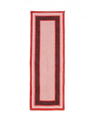 Женская шерстяная шаль с логотипом в красную полоску Ferragamo