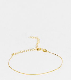 Тонкий позолоченный браслет-цепочка из стерлингового серебра плоского плетения -Золотистый Kingsley Ryan