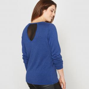 Пуловер с V-образным вырезом и оригинальной спинкой CASTALUNA. Цвет: синий,черный
