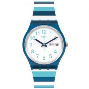 Наручные часы Gent, белый, синий swatch. Цвет: белый/синий