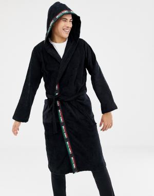 Хлопковый халат с разноцветной отделкой MOSCHINO-Черный Moschino