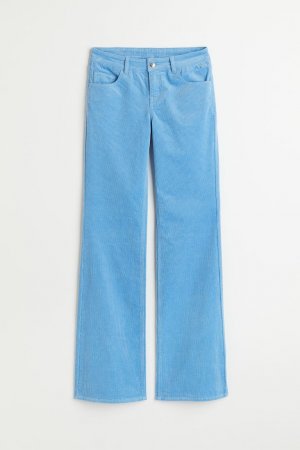 Расклешенные вельветовые брюки , светло-синий H&M
