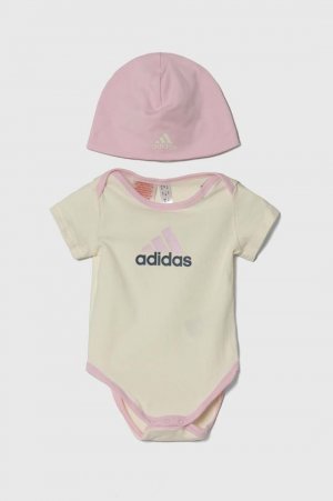 Детская шапочка и боди adidas, бежевый Adidas