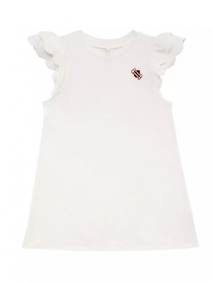 Платье-футболка с отделкой крючком для маленьких девочек и , слоновая кость Zimmermann Kids