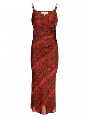 Платье миди со змеиной отделкой Michael Kors, малиновый Kors