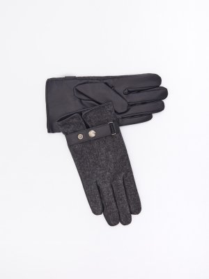 Тёплые шерстяные перчатки с экомехом внутри zolla. Цвет: черный