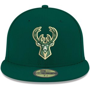 Мужская облегающая шляпа New Era Green Milwaukee Bucks Official Team Color 59FIFTY