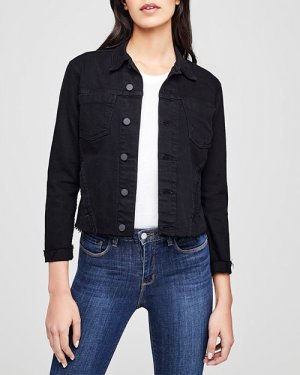 Джинсовая куртка Janelle Raw-Edge L'AGENCE, цвет Saturated Black L'AGENCE