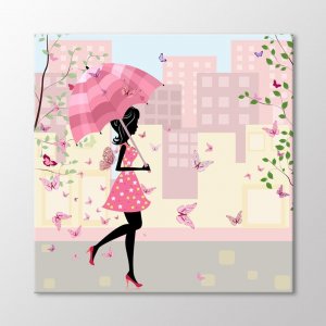 Картина Девушка Розовый Зонтик Arty