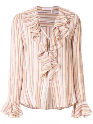 Блузка в полоску с оборками See By Chloé. Цвет: многоцветный