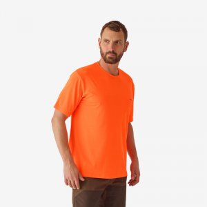 Рубашка охотничья с коротким рукавом 300 дышащая оранжевая SOLOGNAC, цвет orange Solognac