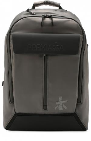 Текстильный рюкзак с отделкой из натуральной кожи Premiata. Цвет: серый