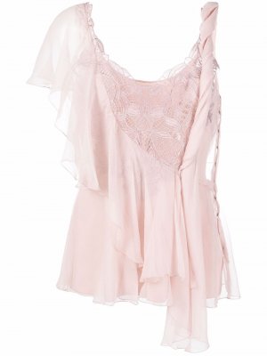 Asymmetric lace-detail vest Alberta Ferretti. Цвет: розовый