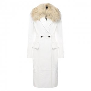Кожаное пальто Khaite. Цвет: белый