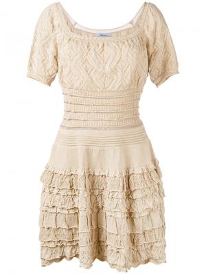 Трикотажное платье с короткими рукавами Blumarine. Цвет: телесный