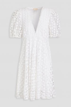 Мини-платье из хлопка и макраме, белый byTiMo