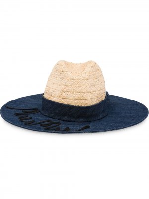 Шляпа с вышитым логотипом Miu. Цвет: синий