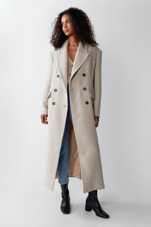 Двубортное пальто премиум-класса из итальянской шерсти, сшитое по индивидуальному заказу , бежевый Warehouse