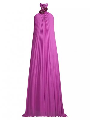 Платье Billie Plissé из креп-шифона с воротником-халтер , цвет pink orchid Ungaro