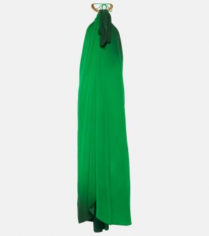 Шелковое платье макси с воротником халтер , зеленый Johanna Ortiz