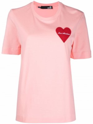Logo-patch cotton T-Shirt Love Moschino. Цвет: розовый
