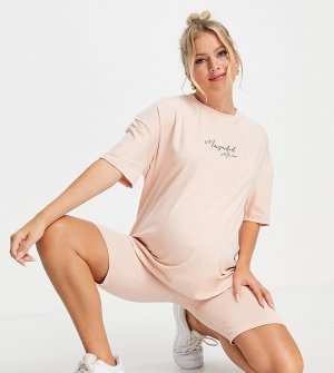 Комплект для дома из шортов-леггинсов и футболки розового цвета -Розовый цвет Missguided Maternity