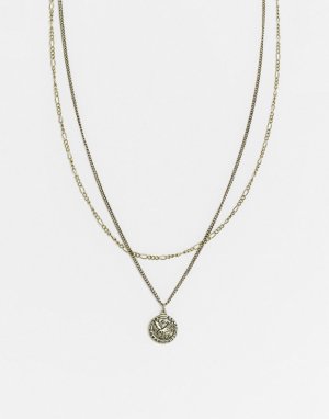 Золотистое ярусное ожерелье с подвеской в виле орла -Золотистый Icon Brand