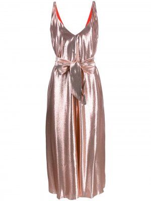 Платье с V-образным вырезом и поясом Indress. Цвет: розовый