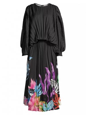 Плиссированное платье-миди-блузон , черный Stella Jean